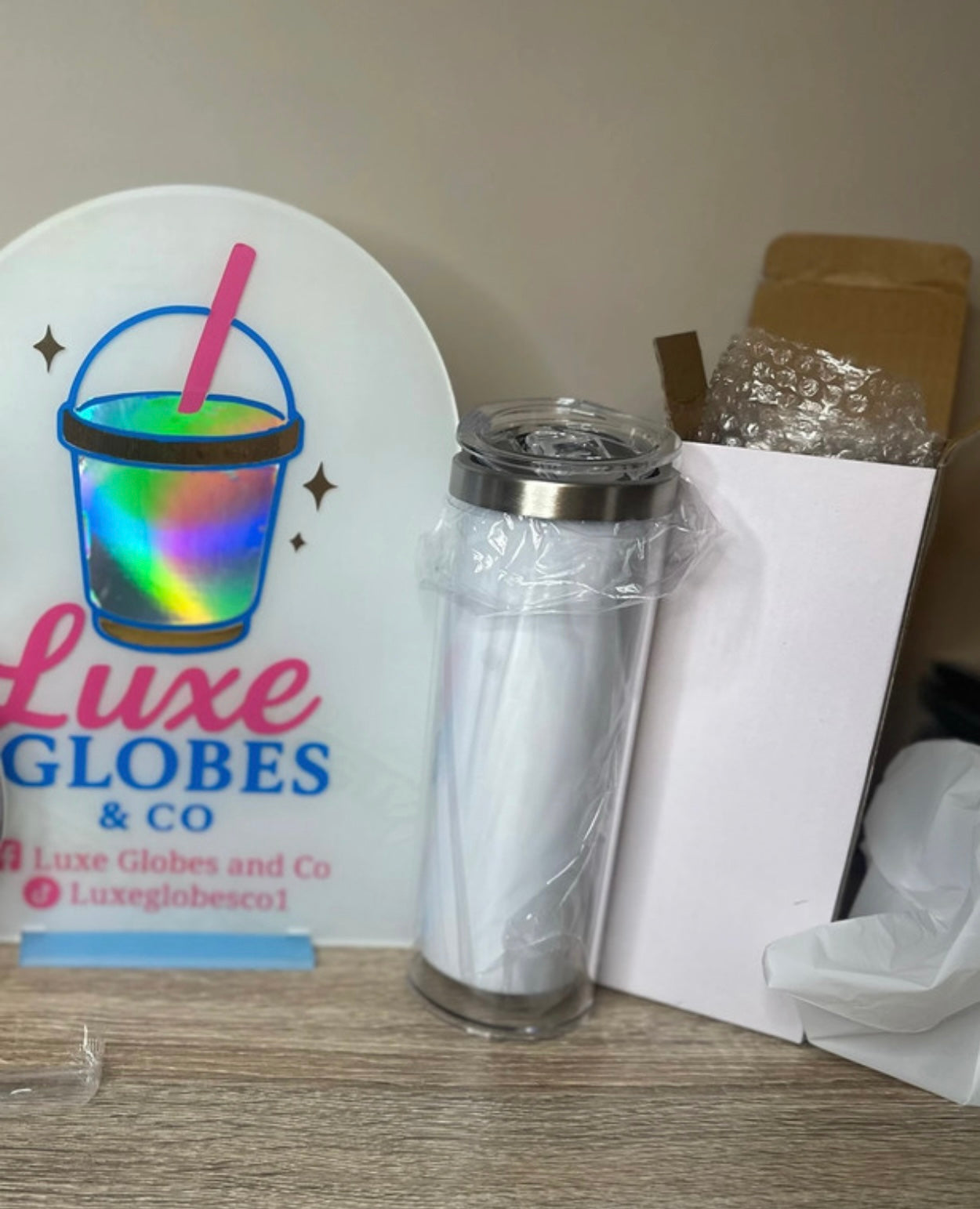 20oz Pre-drilled Sublimation Stainless Steel Snowglobe Tumbler Blank