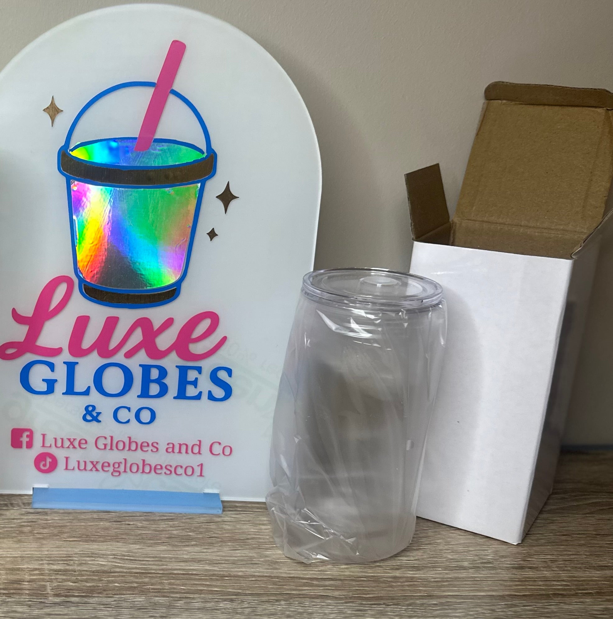 16oz Pre-drilled Acrylic Snowglobe Tumbler Blank