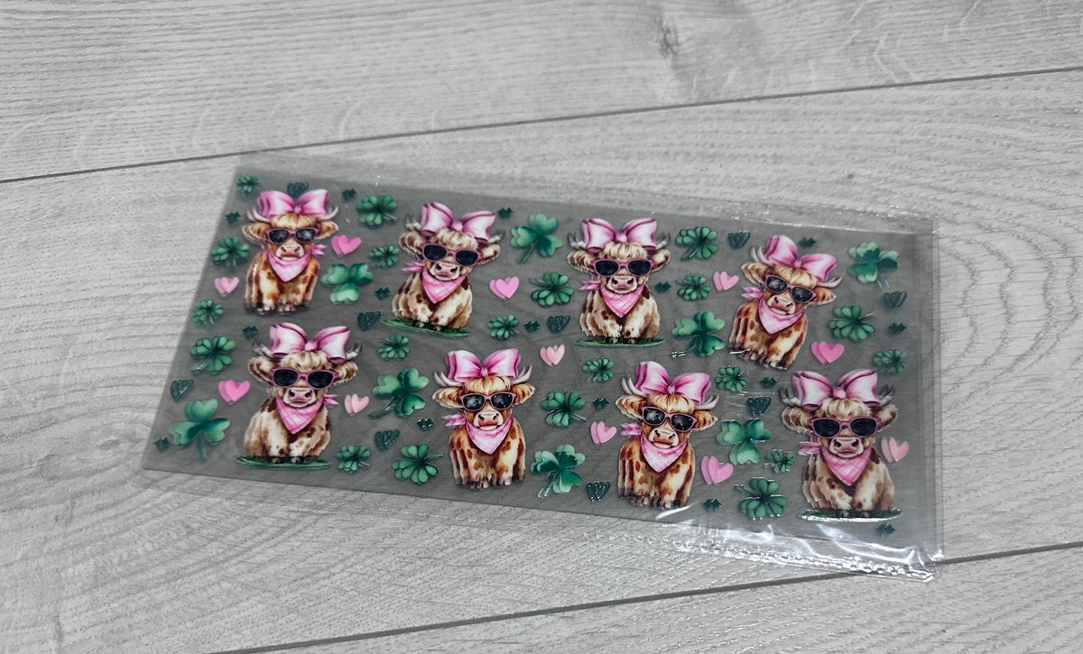 Highland cows with bows 16oz double sided UVDTF wrap