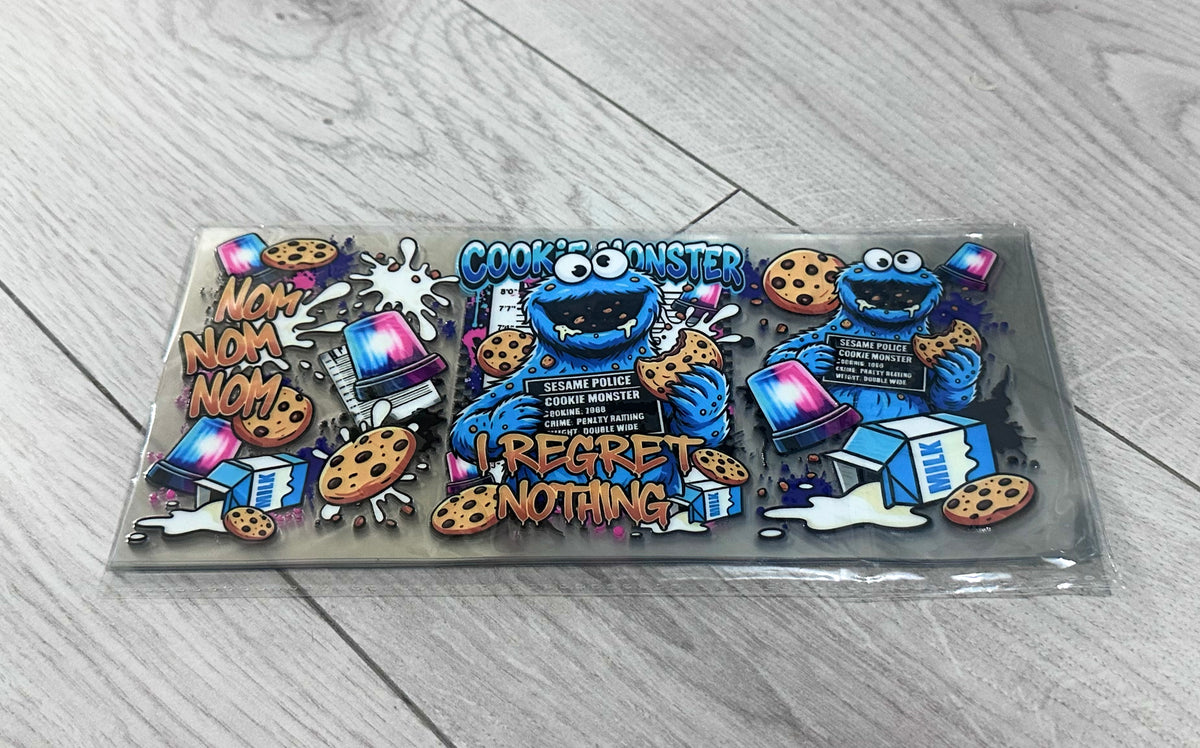 Cookie Monster 16oz Double sided UV DTF wrap
