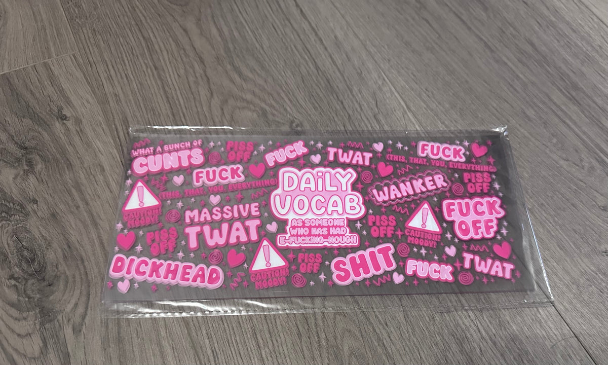 Daily vocab 16oz double sided UV DTF wrap