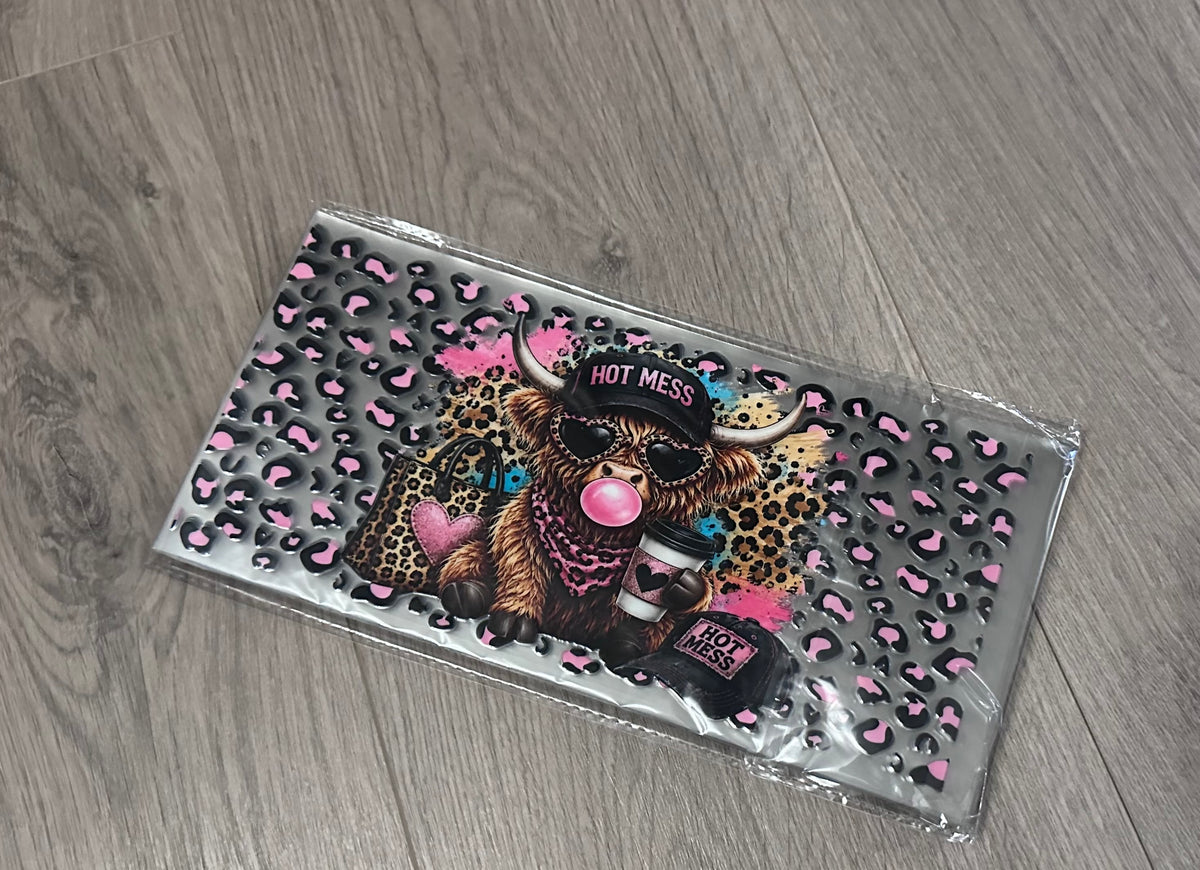 Highland cow hot mess 16oz double sided UV DTF wrap