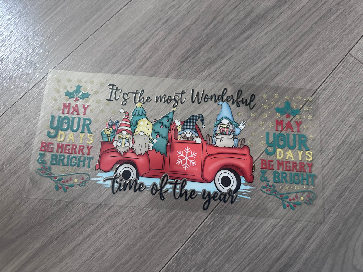Christmas gnomes 16oz double sided UV DTF wrap