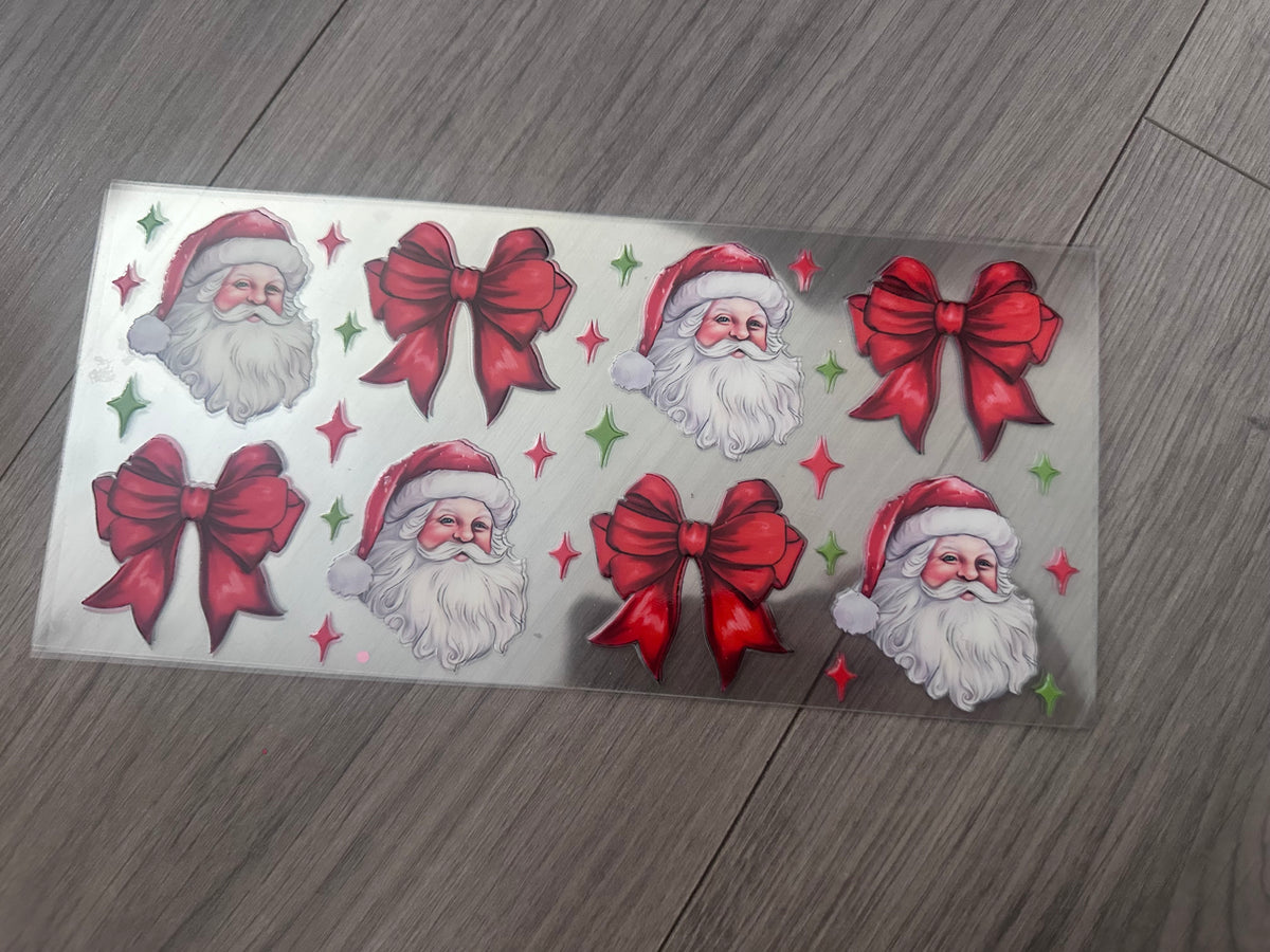 Santa and bows 16oz double sided UV DTF wrap