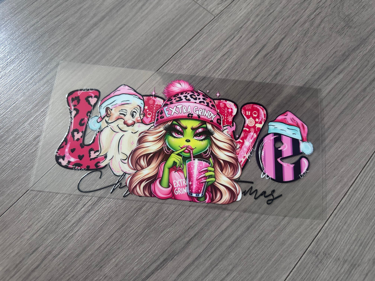Grinch girl 16oz double sided UV DTF wrap