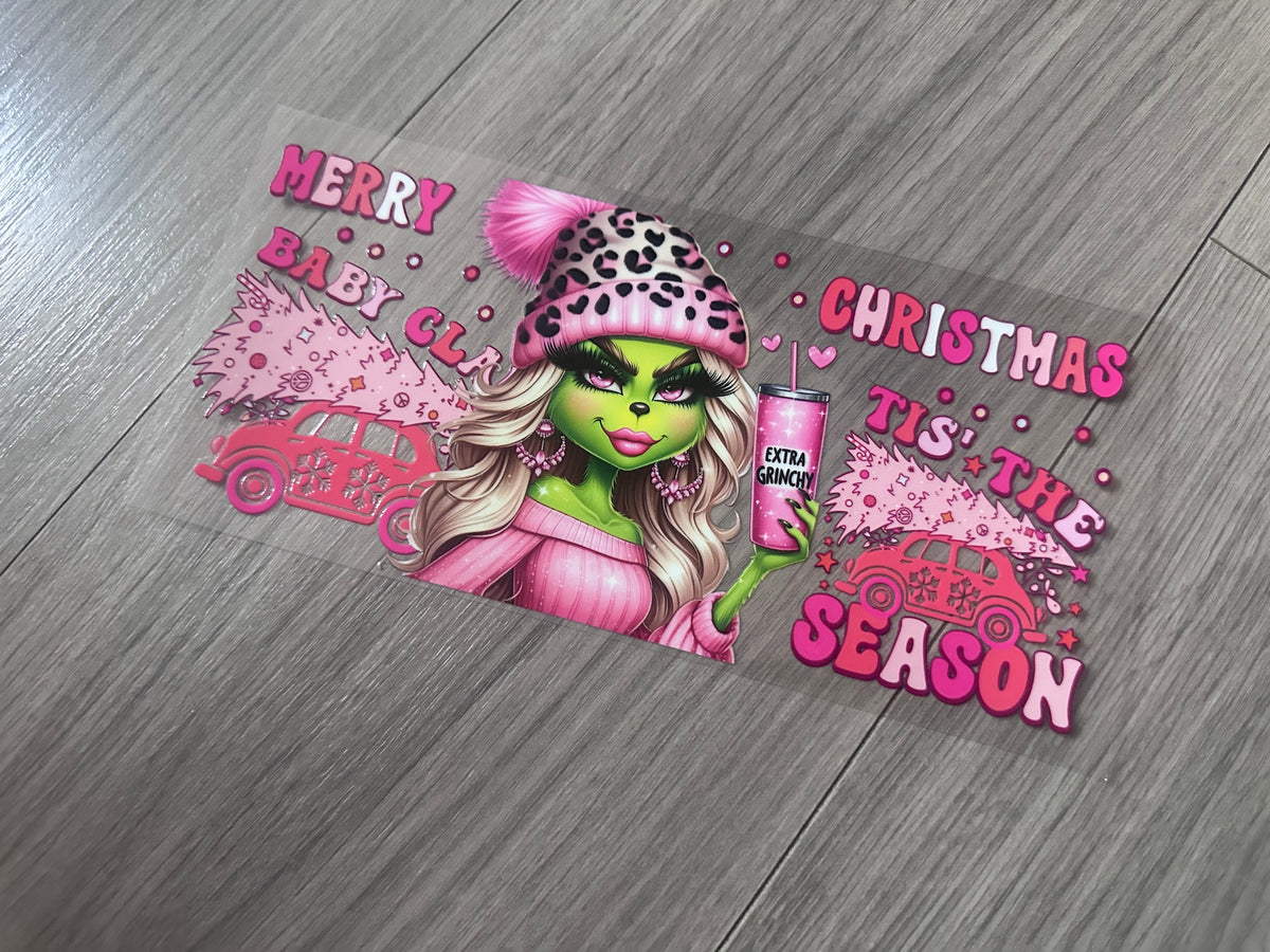 Grinch girl 16oz double sided UV DTF wrap