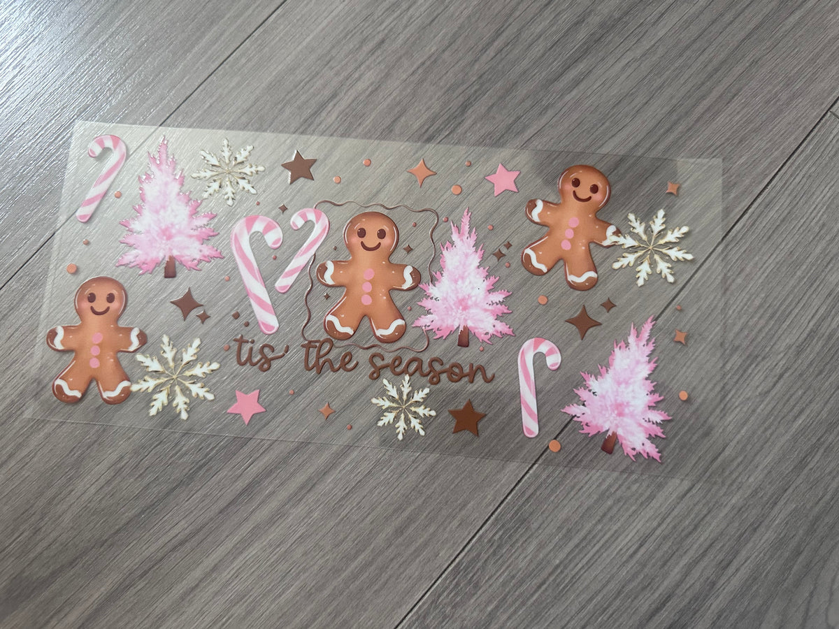 Gingerbread tis’ the season 16oz double sided UV DTF wrap