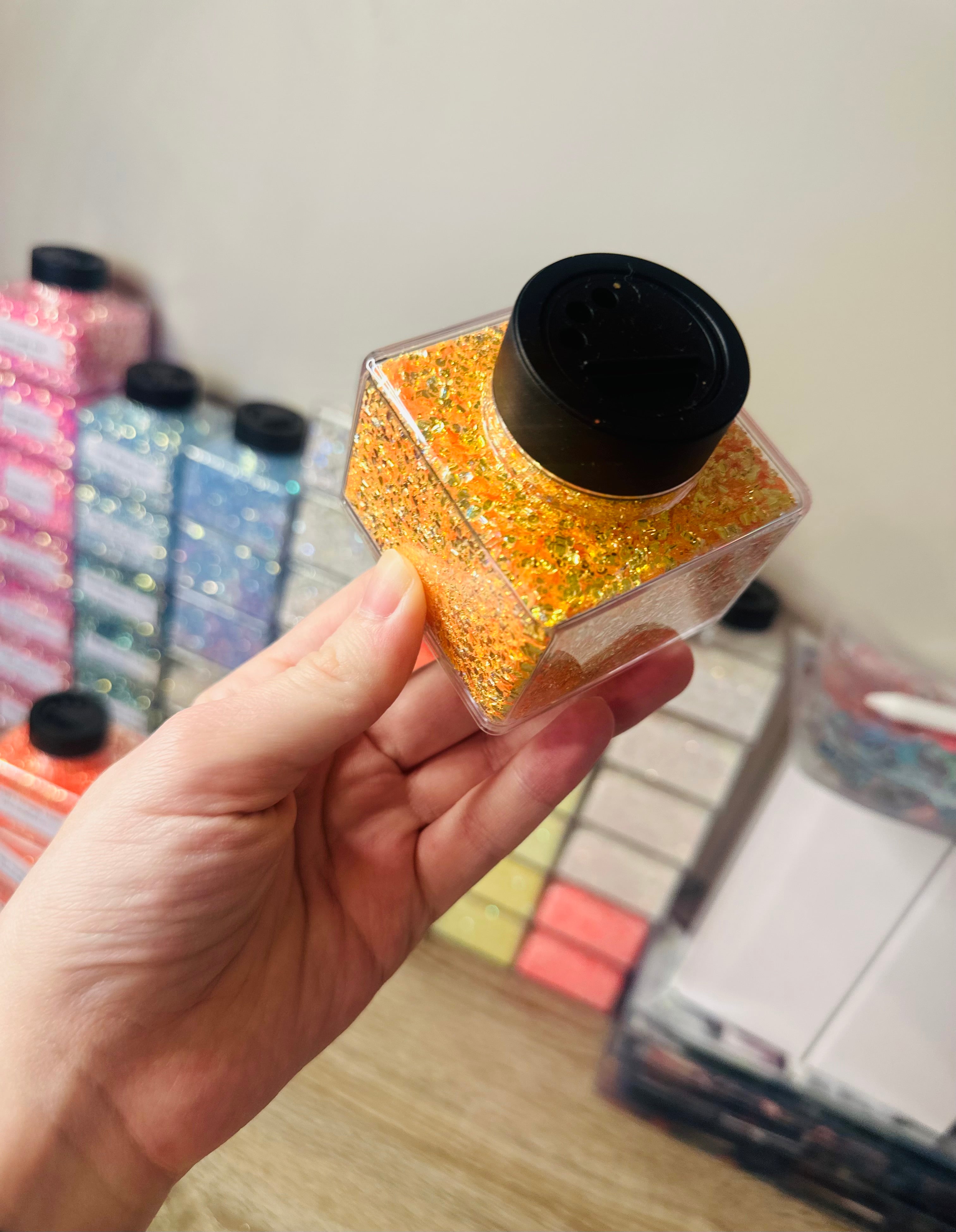 Light Orange Bubble Glitter 50g | Solvent Resistant PET Glitter for Snow Globe Tumblers