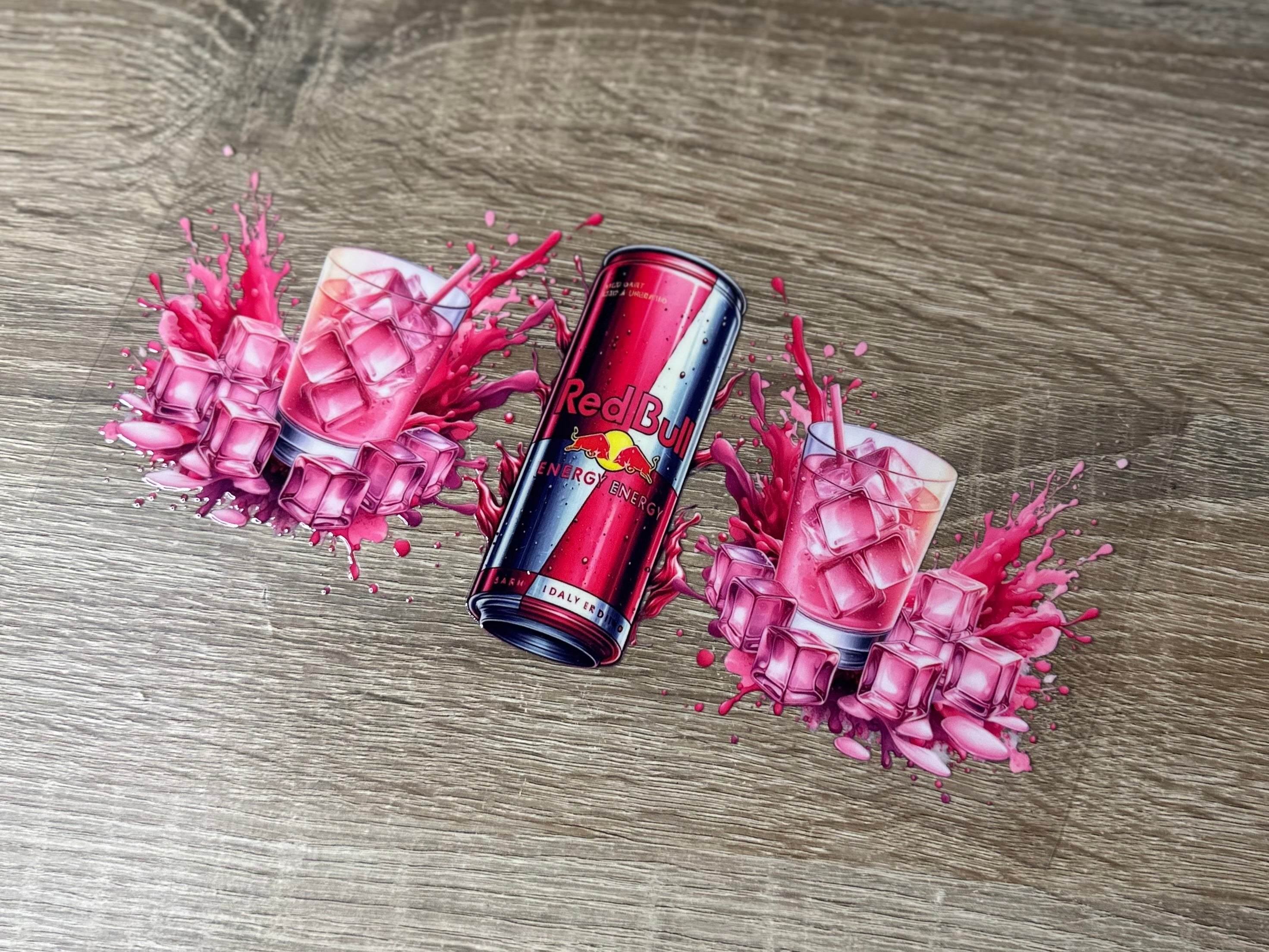 Pink redbull 16oz Double Sided UV DTF Wrap