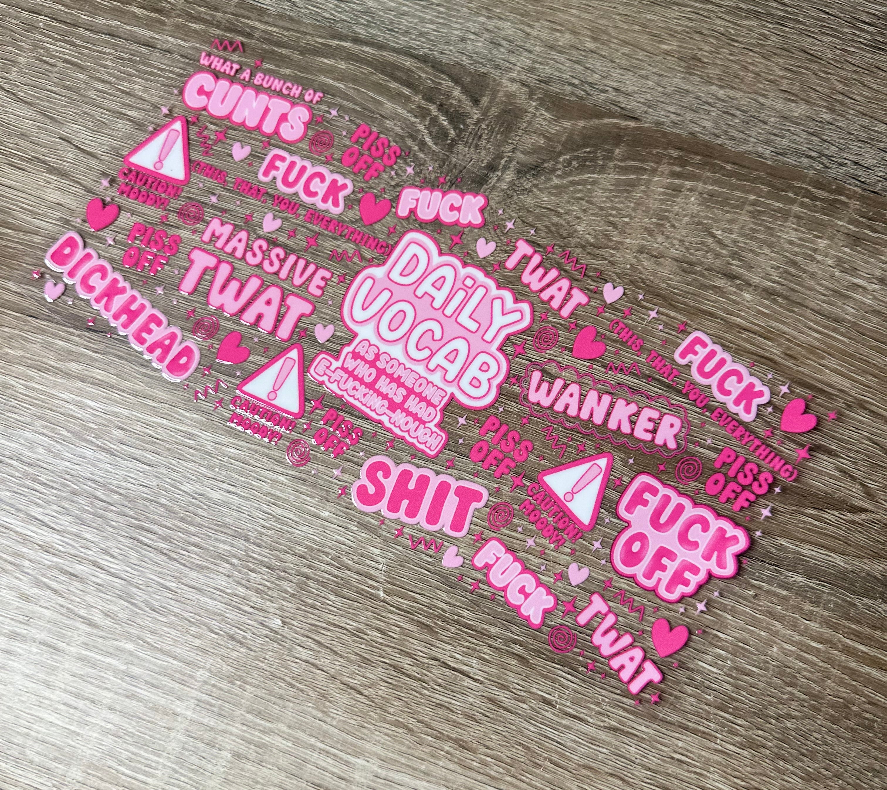 Daily vocab 16oz Double sided UV DTF Wrap