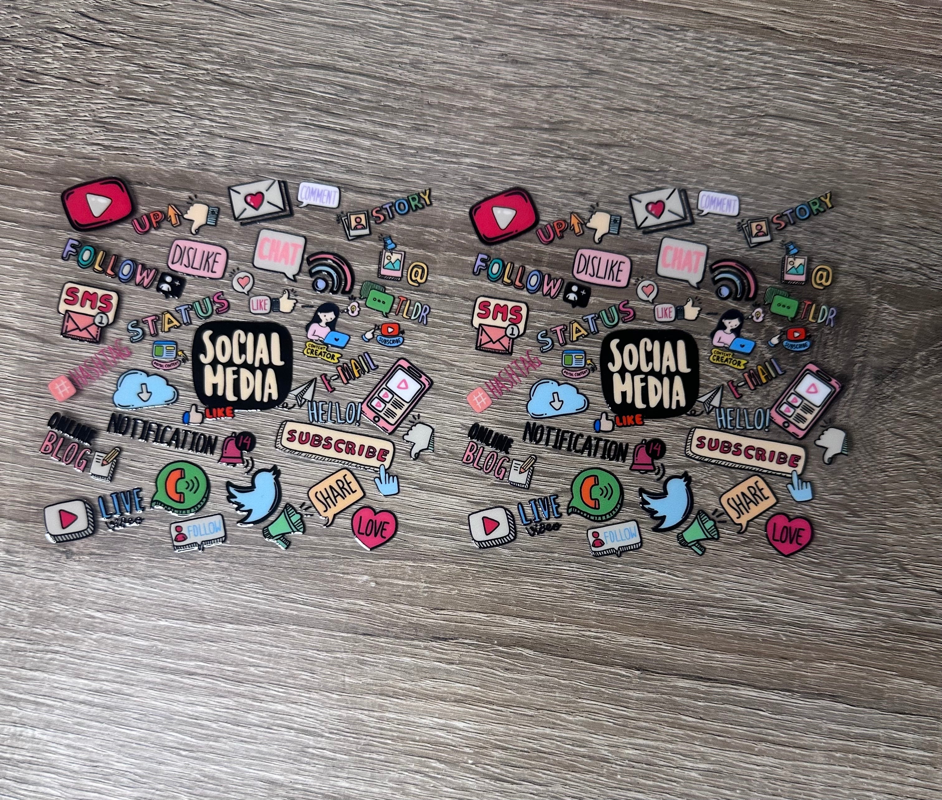 Social media 16oz Double Sided UV DTF Wrap