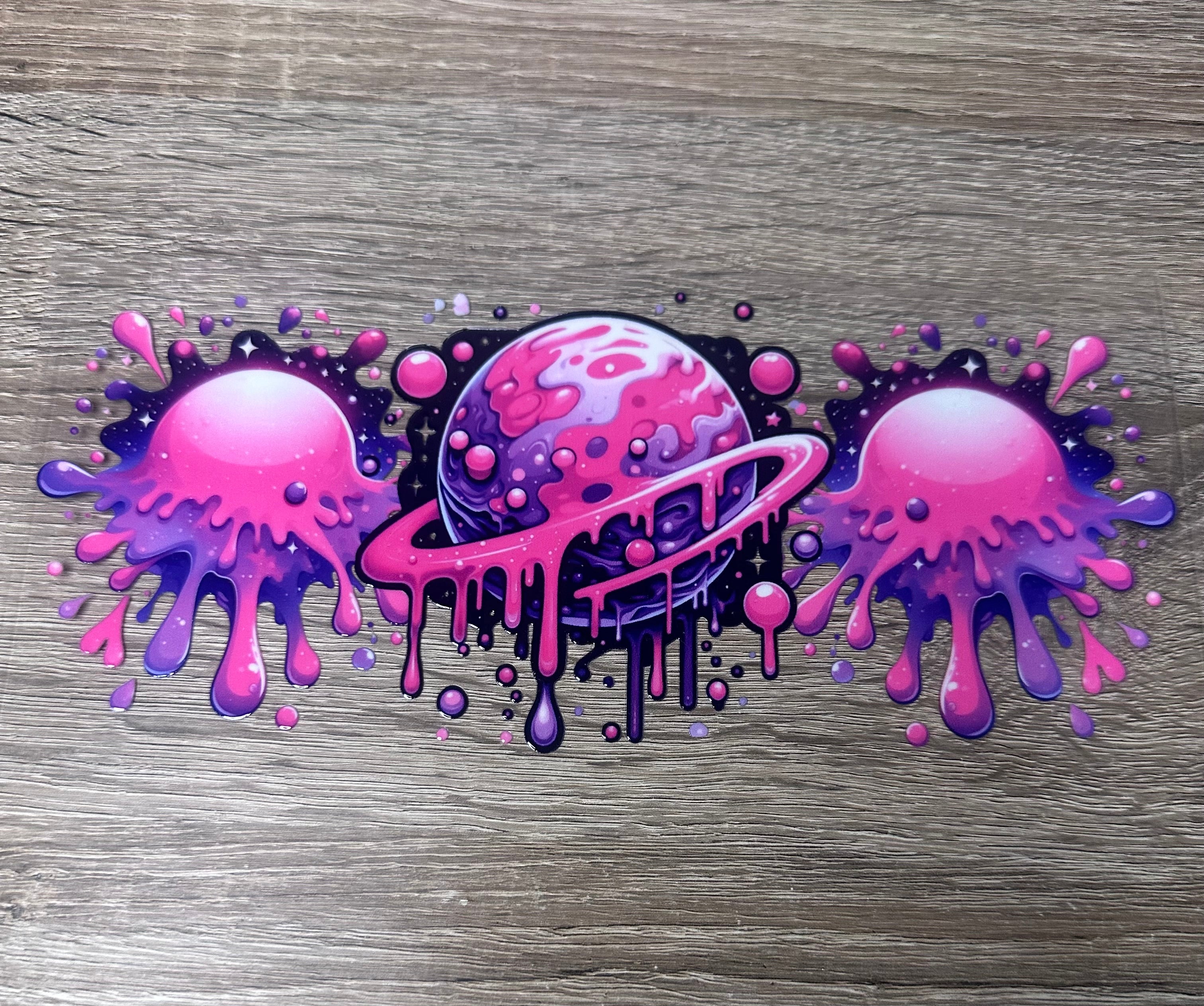 Purple pink planet 16oz Double Sided UV DTF Wrap