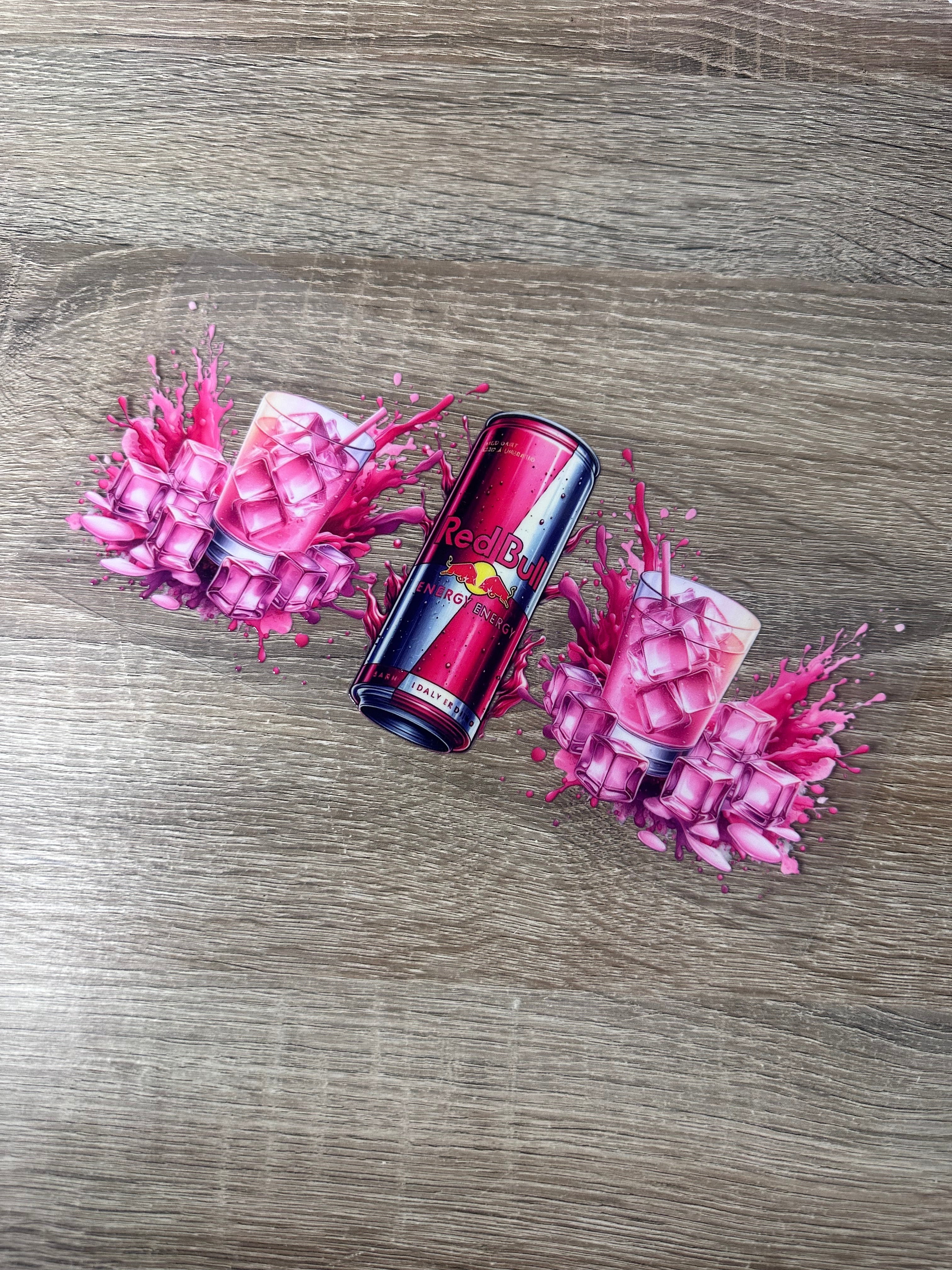 Pink redbull 16oz UV DTF Wrap