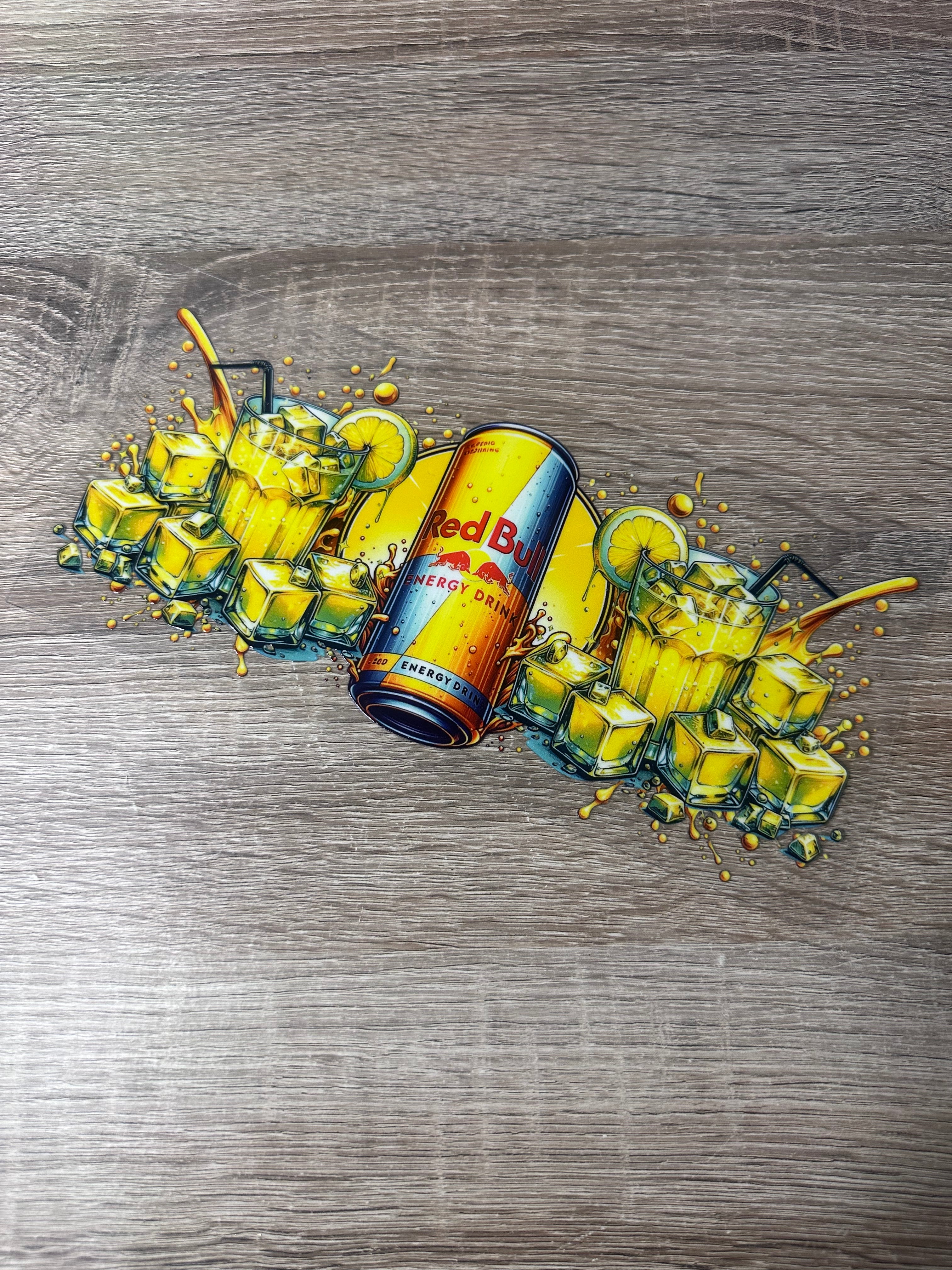 Yellow redbull 16oz UV DTF Wrap