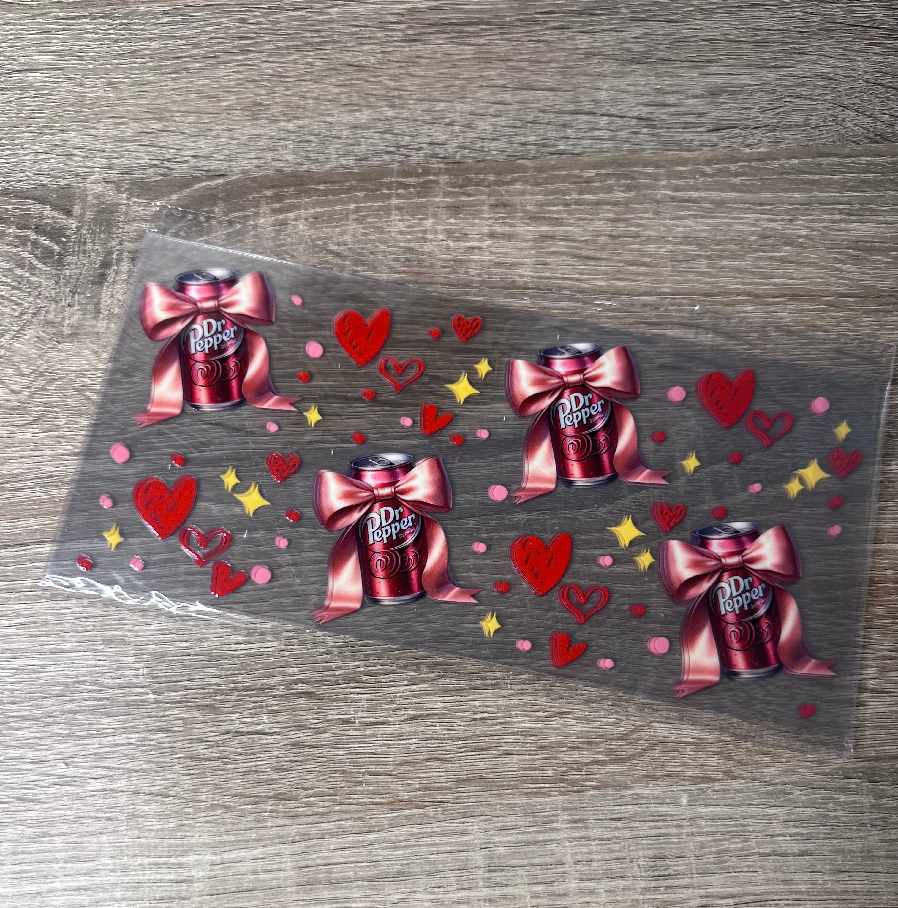 Dr Pepper and bows 16oz UV DTF Wrap