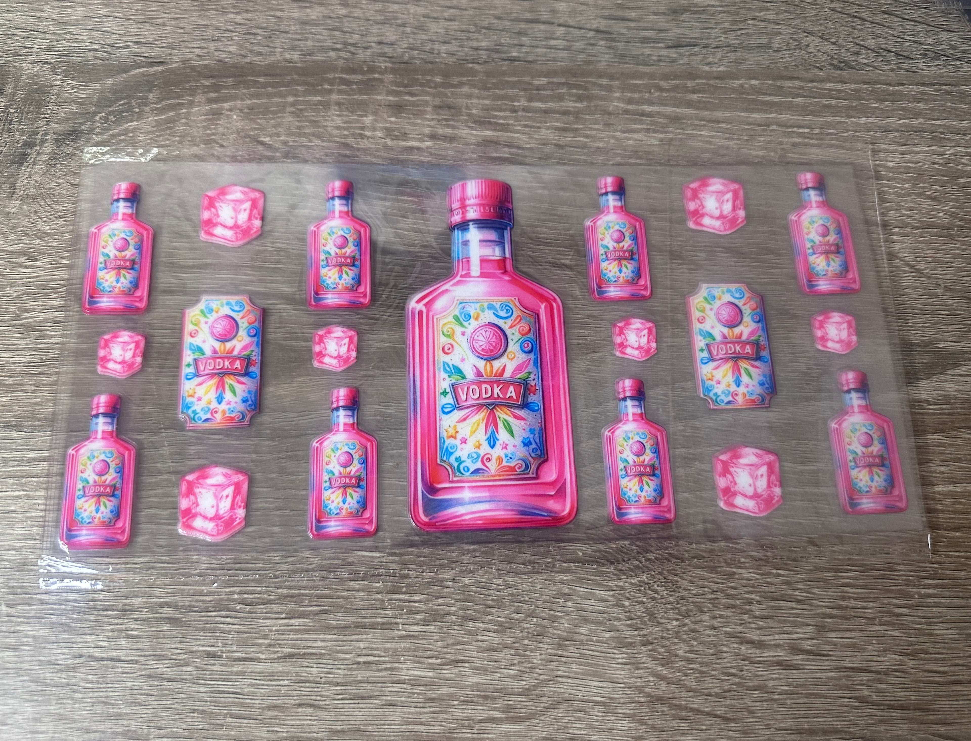 Pink vodka 16oz UV DTF wrap