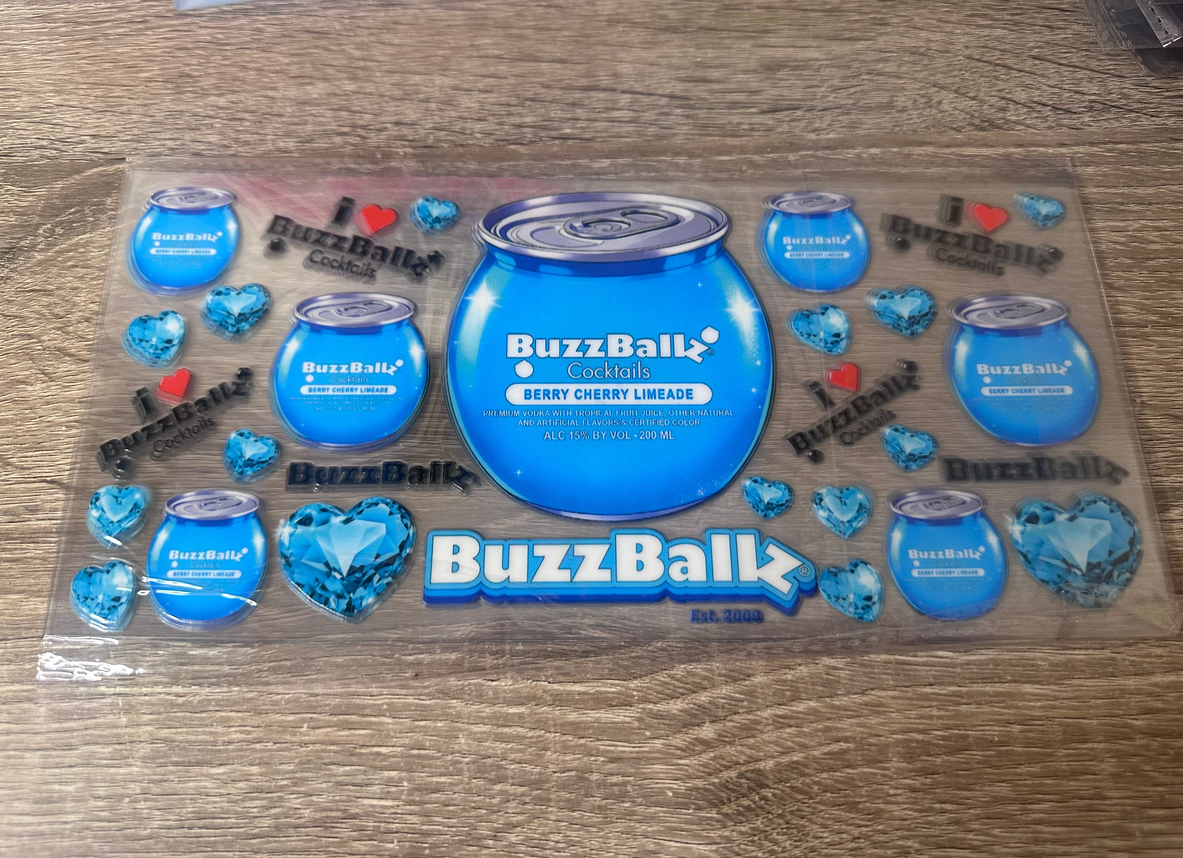 Blue buzzballz 16oz UV DTF wrap