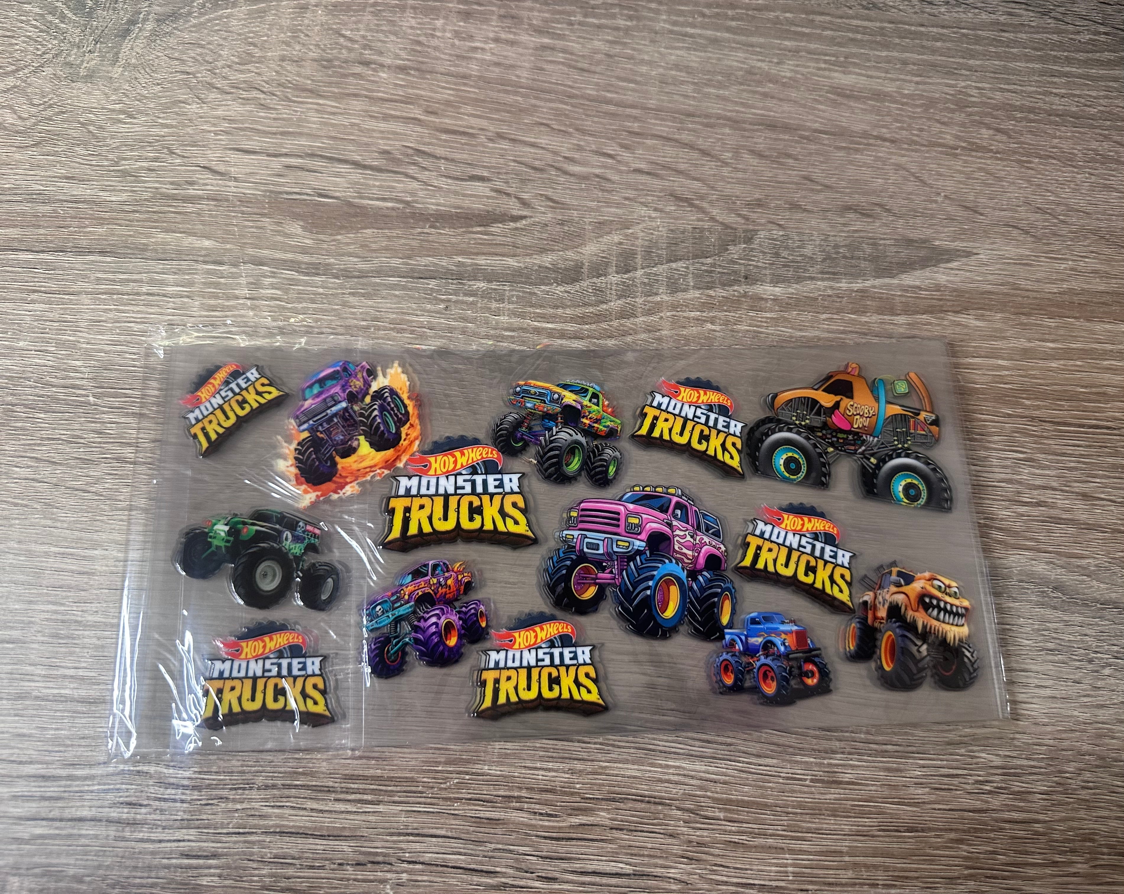 Monster trucks 16oz UV DTF wrap