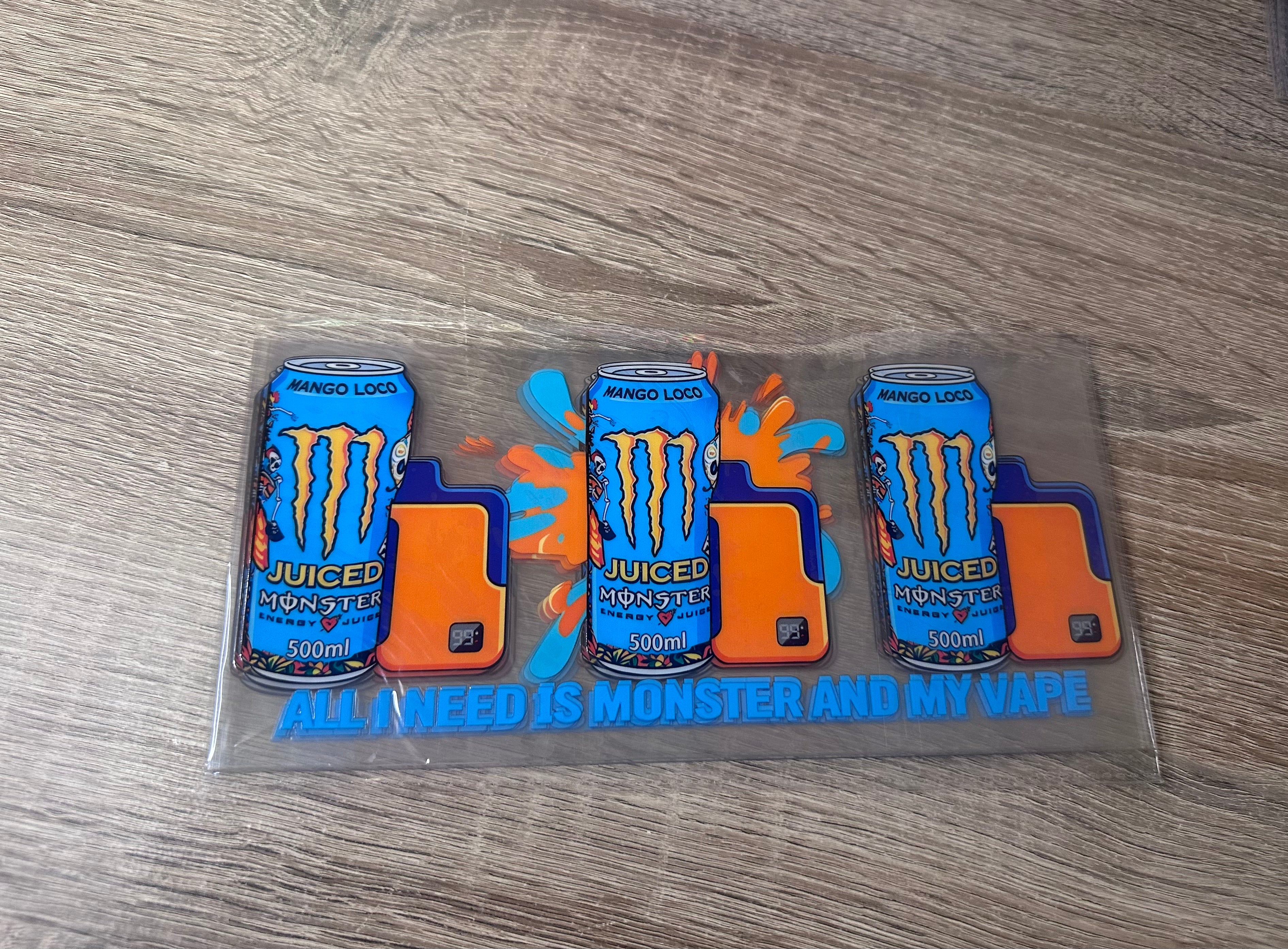 Monster and vapes 16oz UV DTF wrap