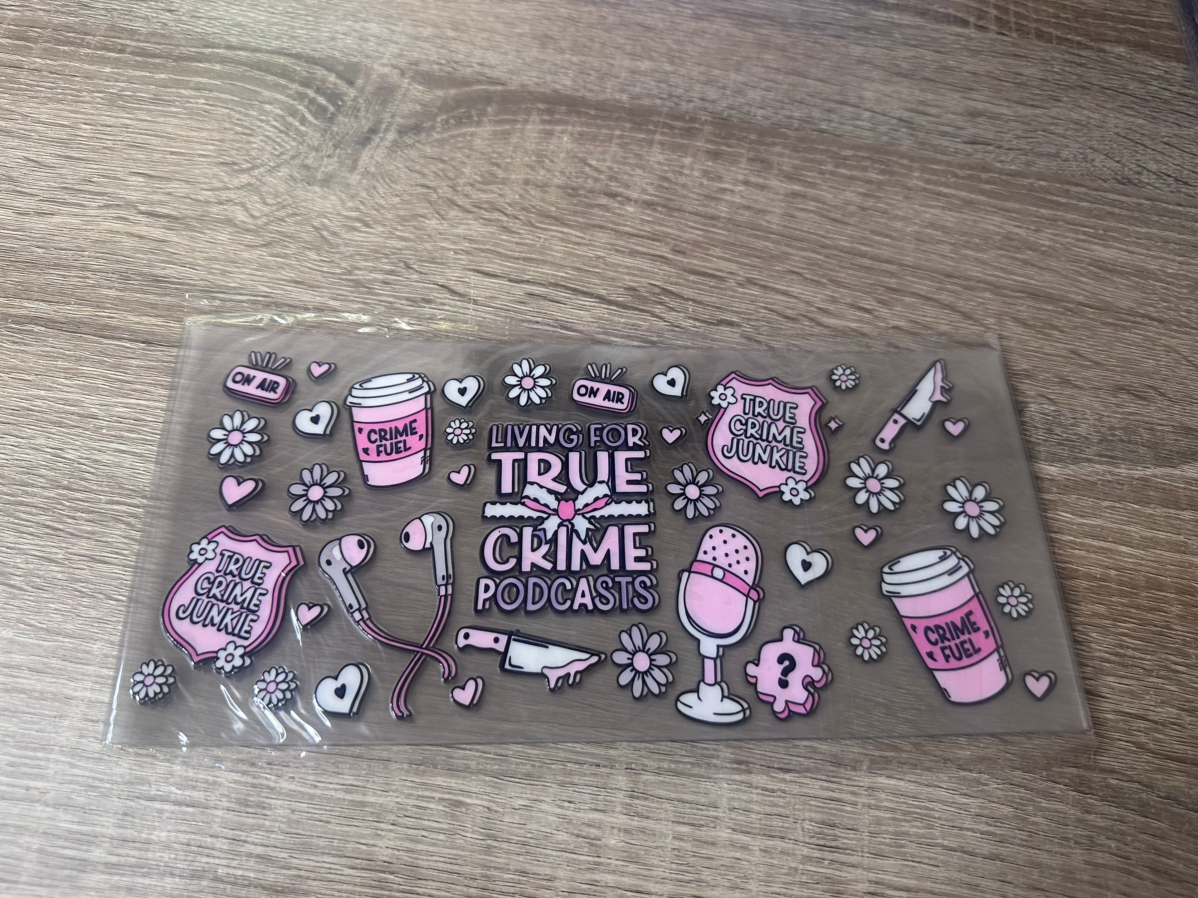 True crime 16oz UV DTF wrap