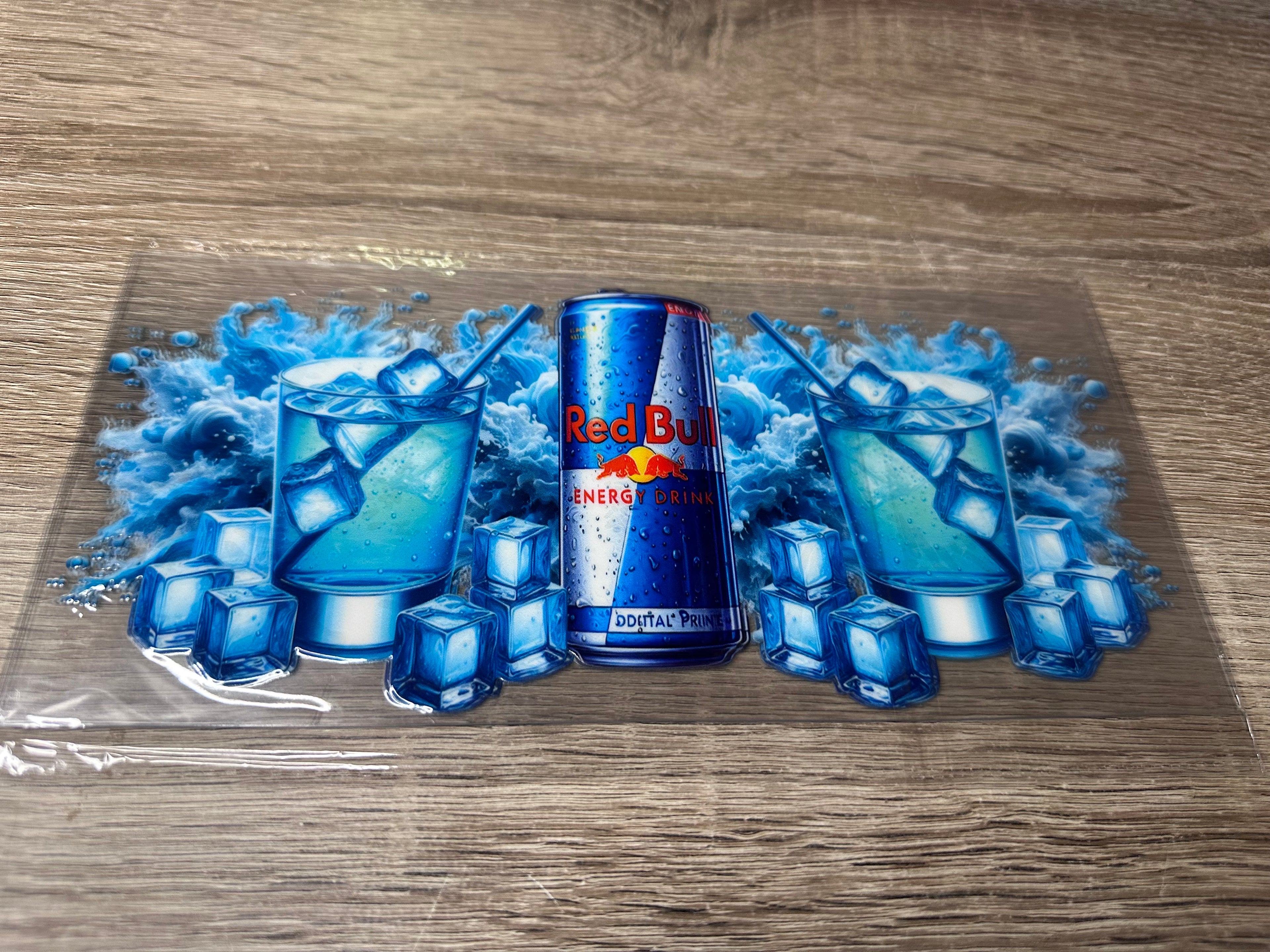 Blue Redbull 16oz UV DTF wrap