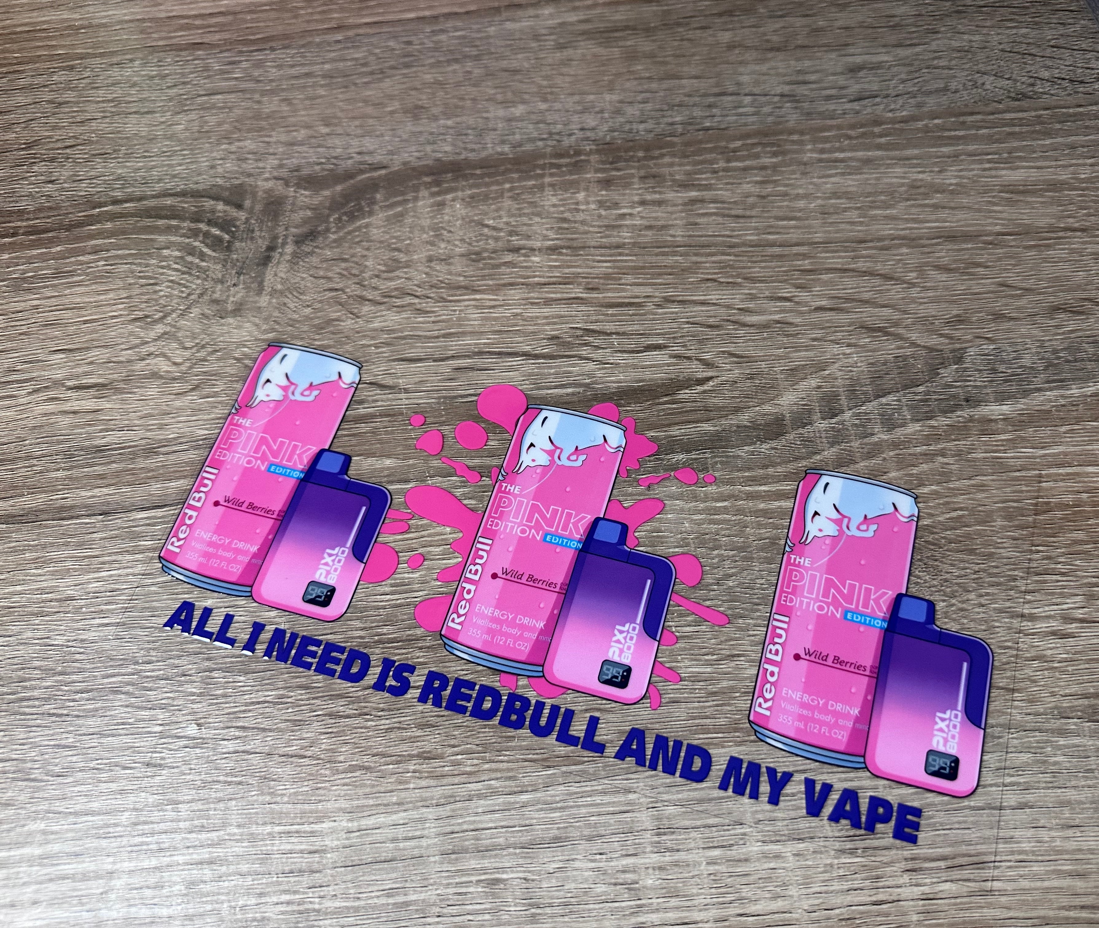 Redbull and vapes 16oz UV DTF wrap