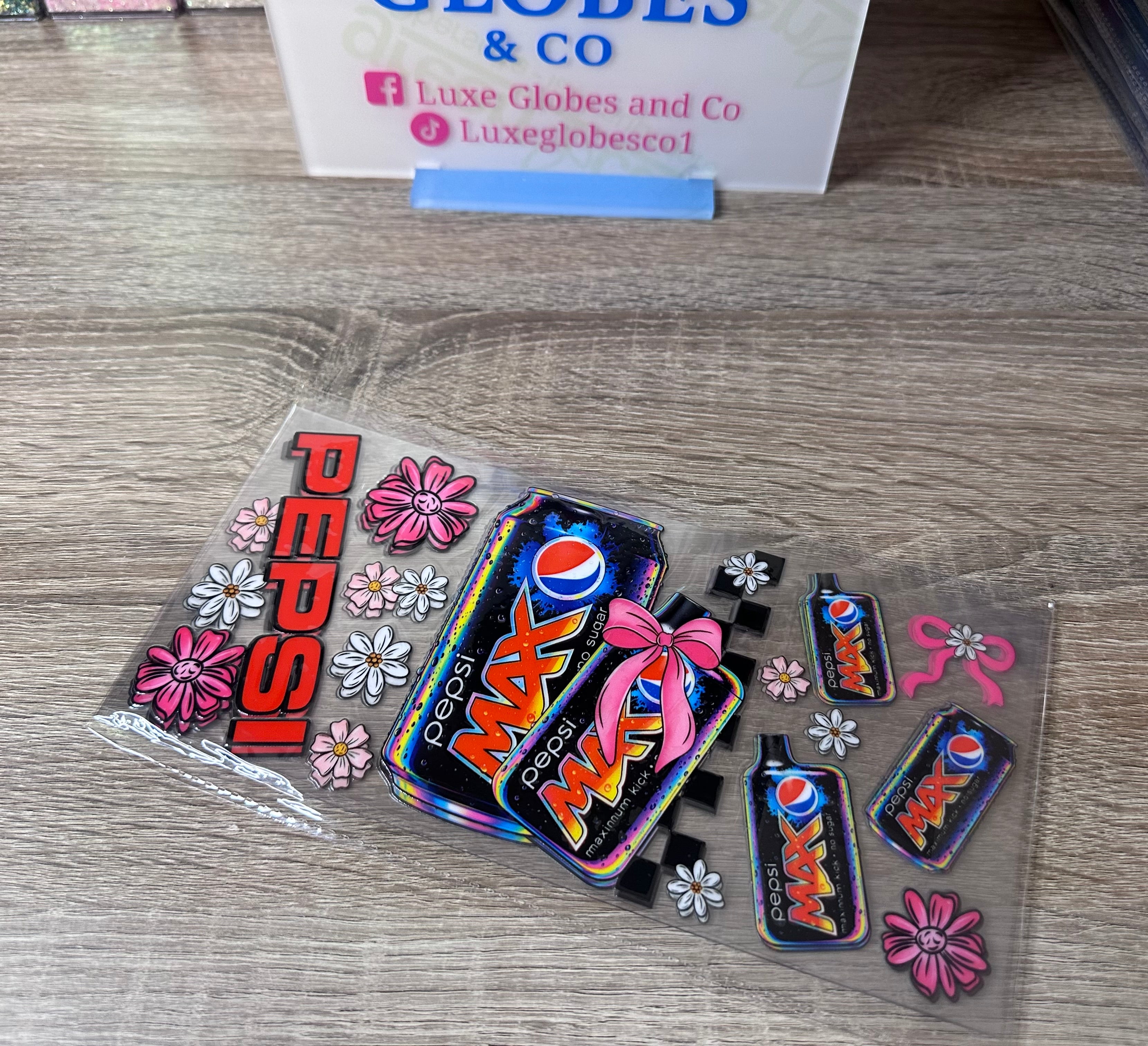 Pepsi max 16oz UV DTF wrap