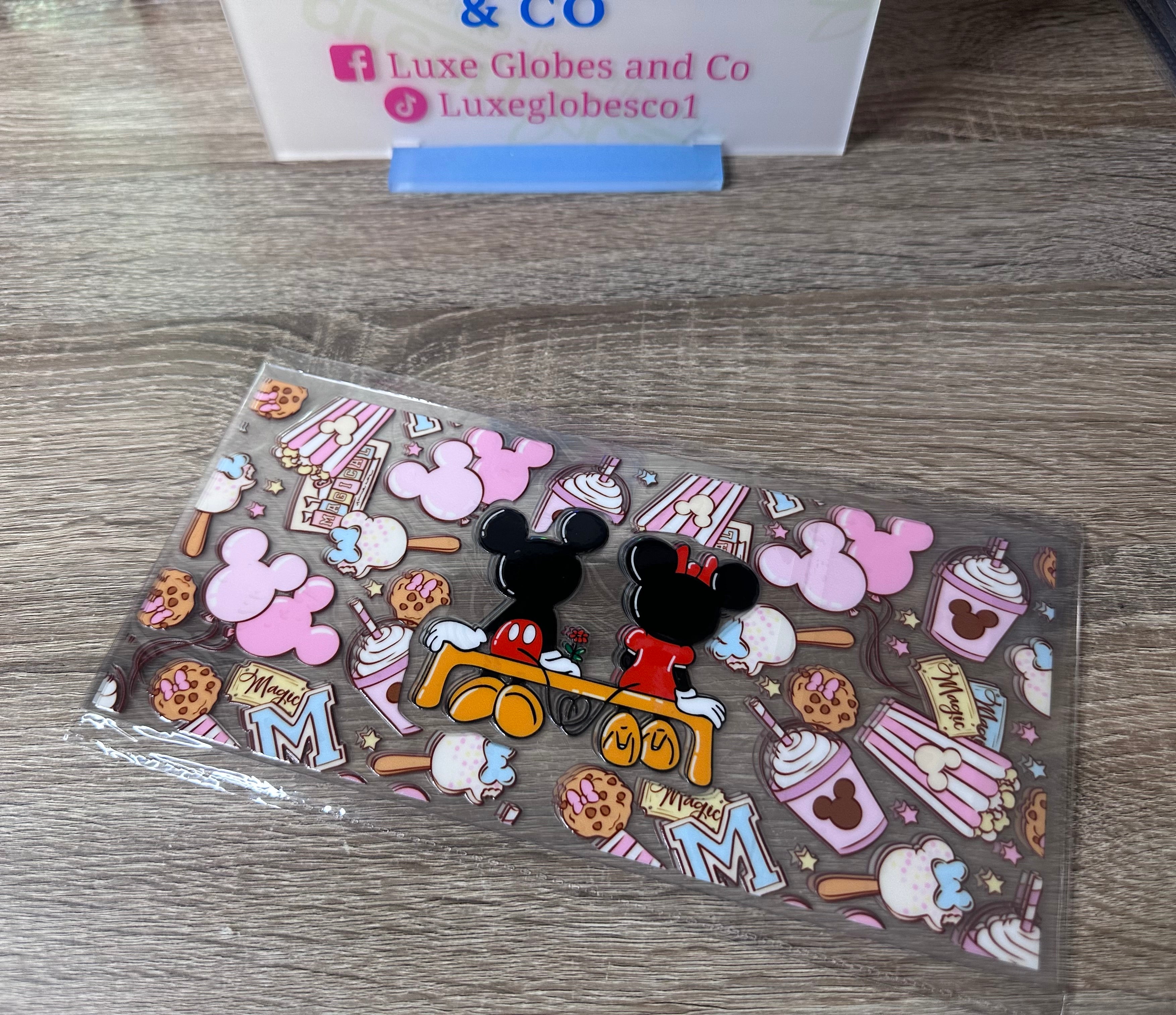 Mickey and Minnie 16oz UV DTF wrap