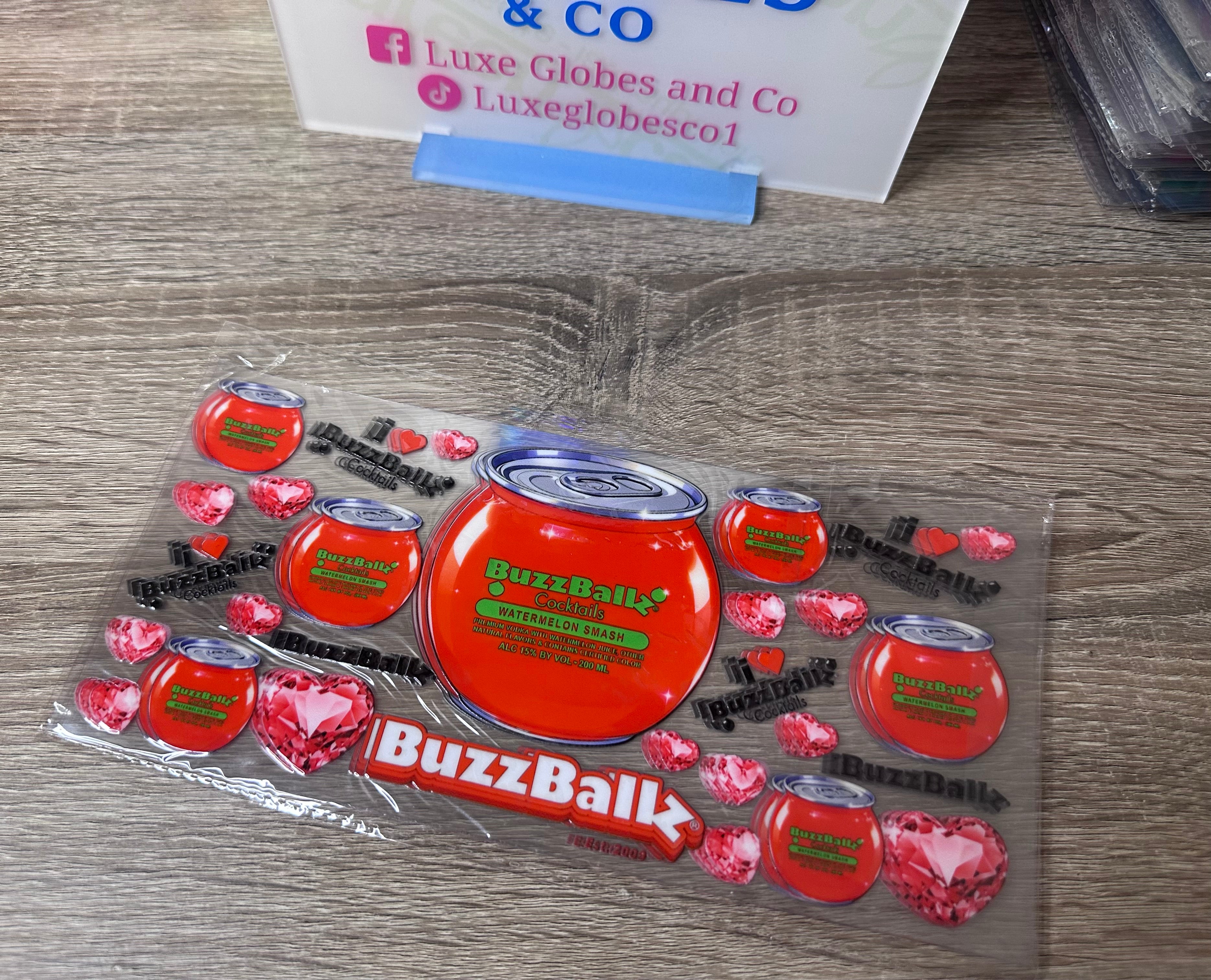 Buzzballz watermelon 16oz UV DTF wrap