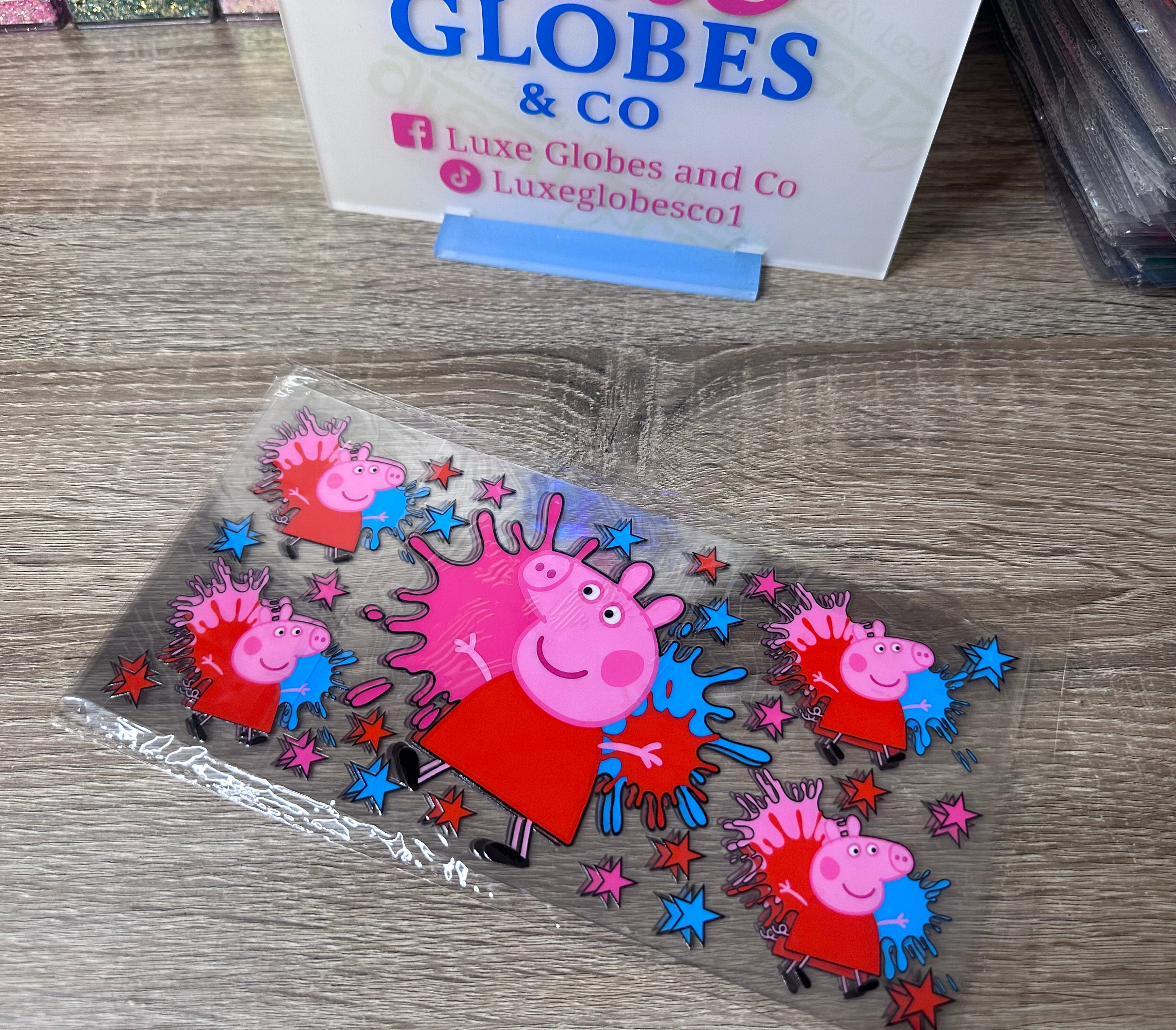 Peppa pig 16oz UV DTF wrap