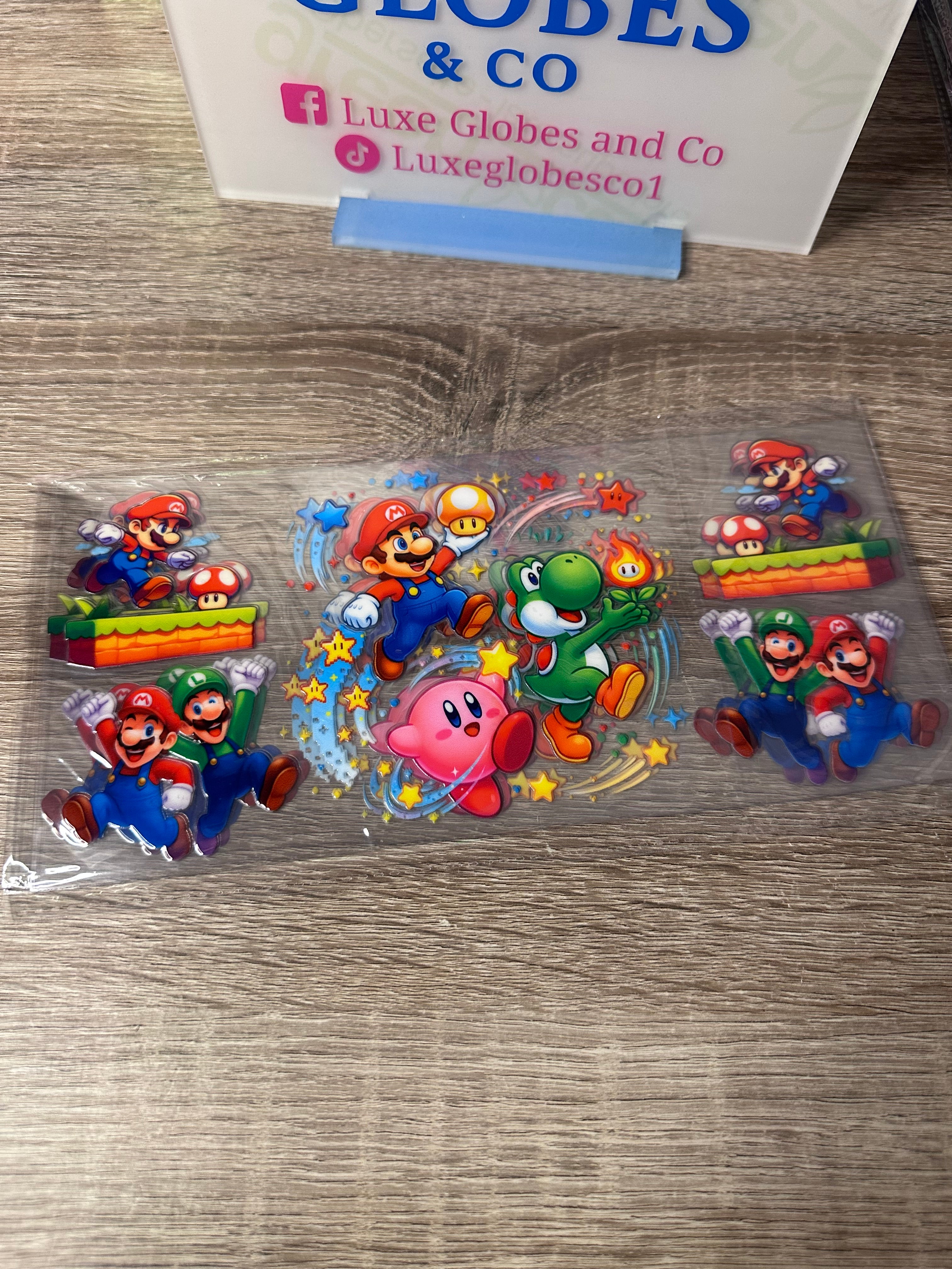 Super Mario and friends 16oz UV DTF wrap